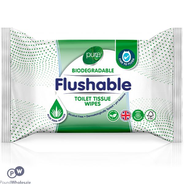 Pure Flushable Toilet Tissue Wipes 40 Pack
