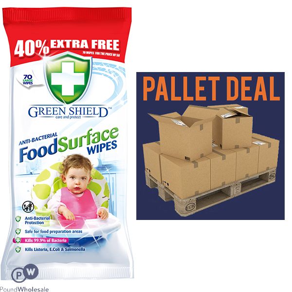 Greenshield Anti-bacterial Food Surface Wipes 70 Pack Pallet Deal