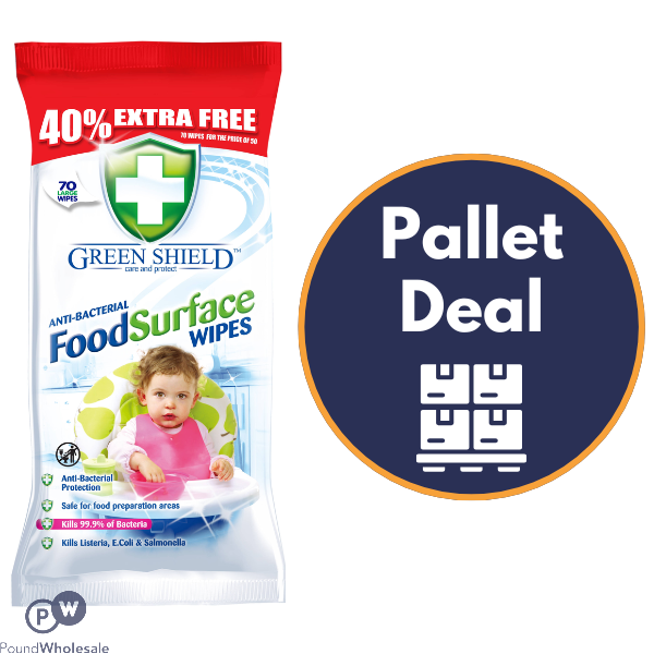 Greenshield Anti-bacterial Food Surface Wipes 70 Pack Pallet Deal