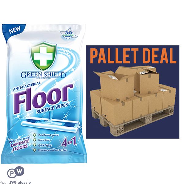 Greenshield Anti-Bacterial 4-In-1 Floor Wipes 24 Sheets Pallet Deal