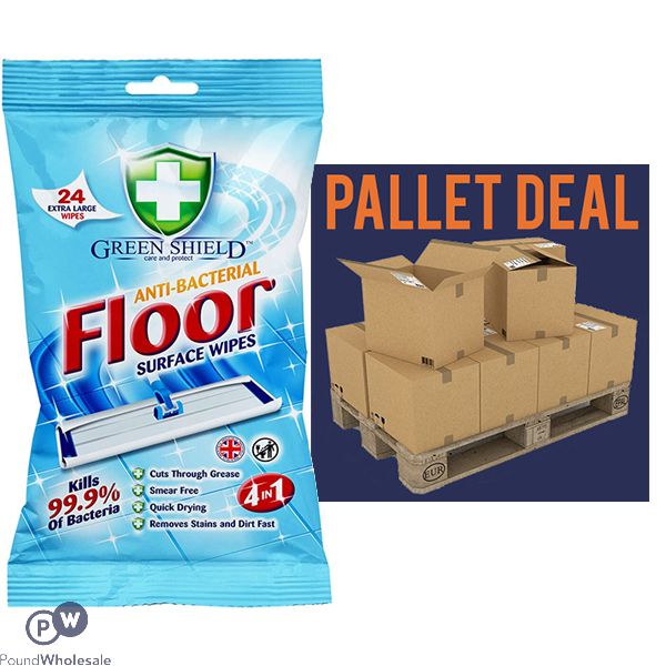 Greenshield Anti-bacterial 4-in-1 Floor Wipes 24 Sheets Pallet Deal