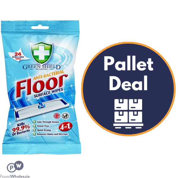 Greenshield Anti-bacterial 4-in-1 Floor Wipes 24 Sheets Pallet Deal