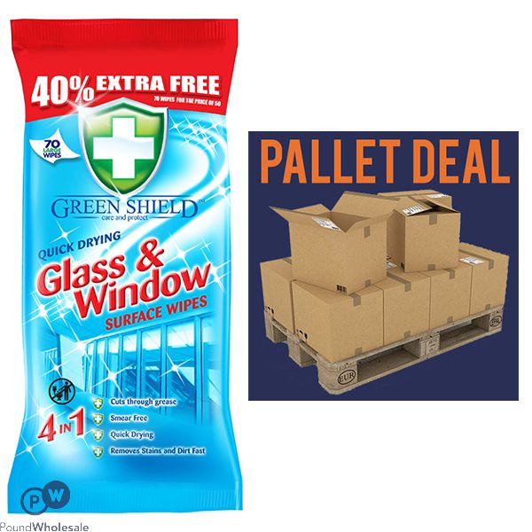 Greenshield Glass & Window Wipes 70 Sheets Pallet Deal