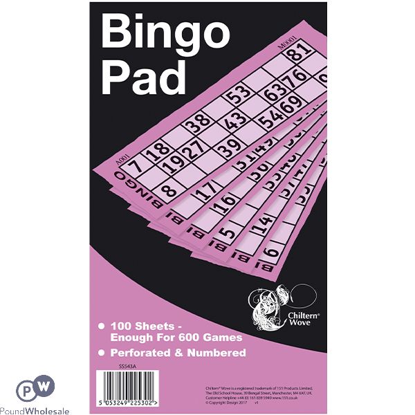 Chiltern Wove 100 Sheet Perforated & Numbered Bingo Pad