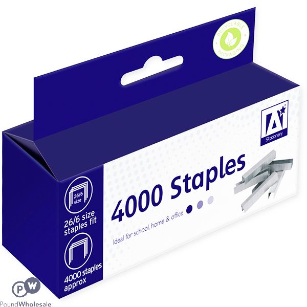 A* Stationery 26/6 Staples 4000 Pack