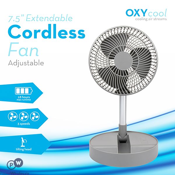 Oxycool Extendable Cordless Desk Fan 7.8"