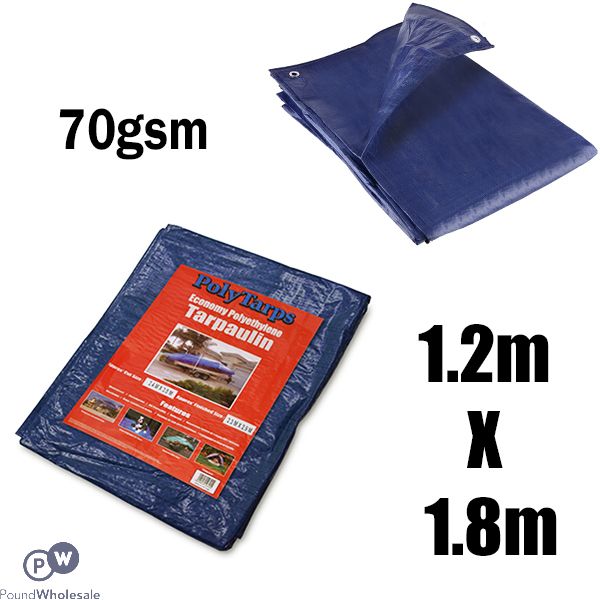 Polytarps Economy Polyethylene 70gsm Blue & Green Tarpaulin 1.2m X 1.8m