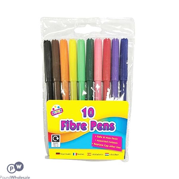 Artbox Assorted Colour Fibre Tip Colouring Pens 10 Pack