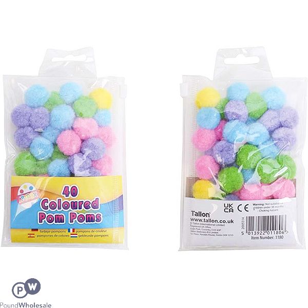 Artbox Coloured Pom Poms 2.5cm 40 Pack