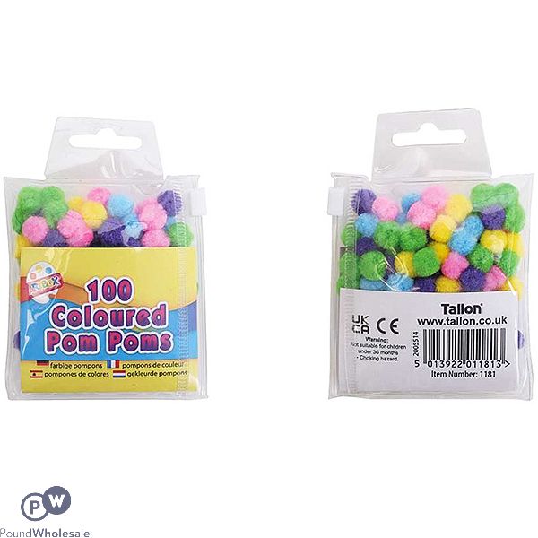 Artbox Coloured Pom Poms 10cm 100 Pack