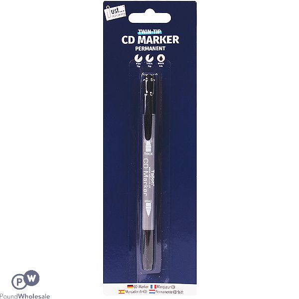 Just Stationery Twin Tip Black Permanent Cd Marker