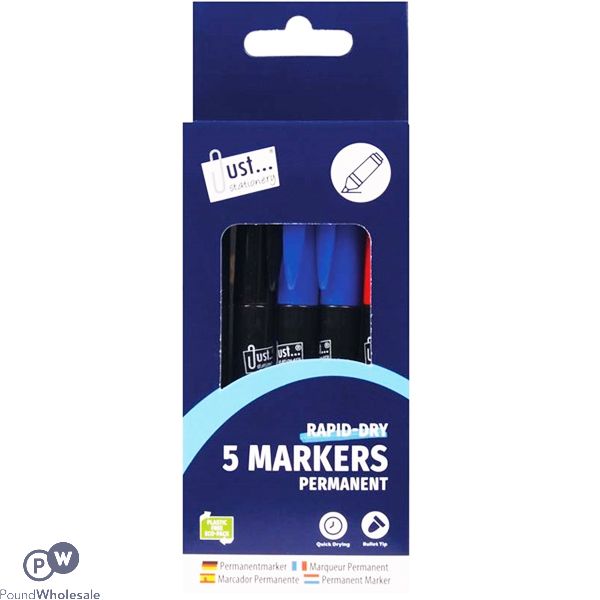 5pc PERMANENT MARKERS ASSORTED COLS