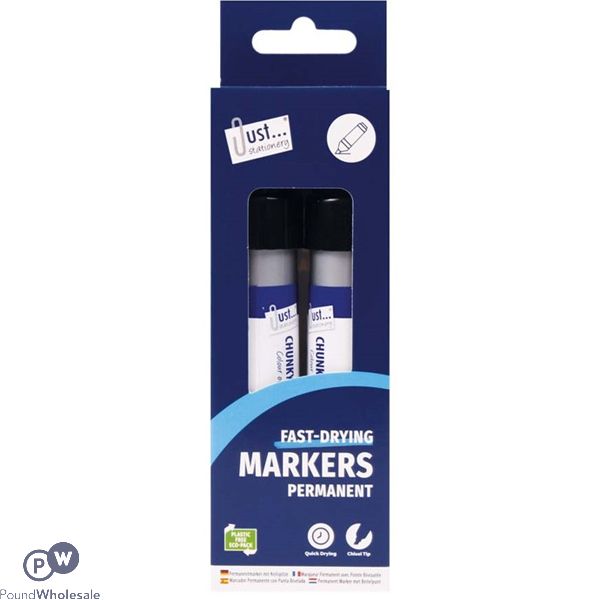 Just Stationery Chunky Permanent Markers Assorted Colours 2 Pack