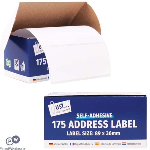 Just Stationery Self-Adhesive Address Labels 175 Pack