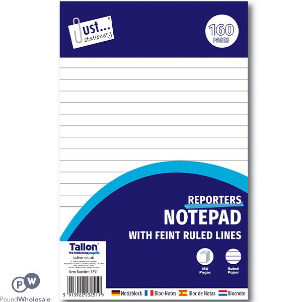 Just Stationery 50gsm Ruled Reporter Notepad 160 Pages