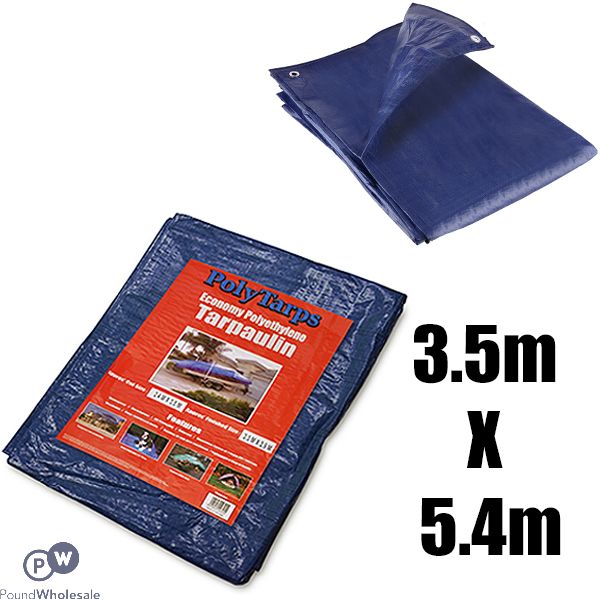 Polytarps Economy Polyethylene 80gsm Blue Tarpaulin 3.5m X 5.4m