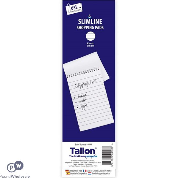 Just Stationery Slimline Shopping Pads 6 Pack