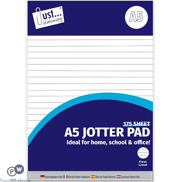 Just Stationery A5 Lined Jotter Pad 175 Sheet