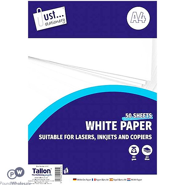 Just Stationery A4 White Copy Paper 50 Sheets 80Gsm