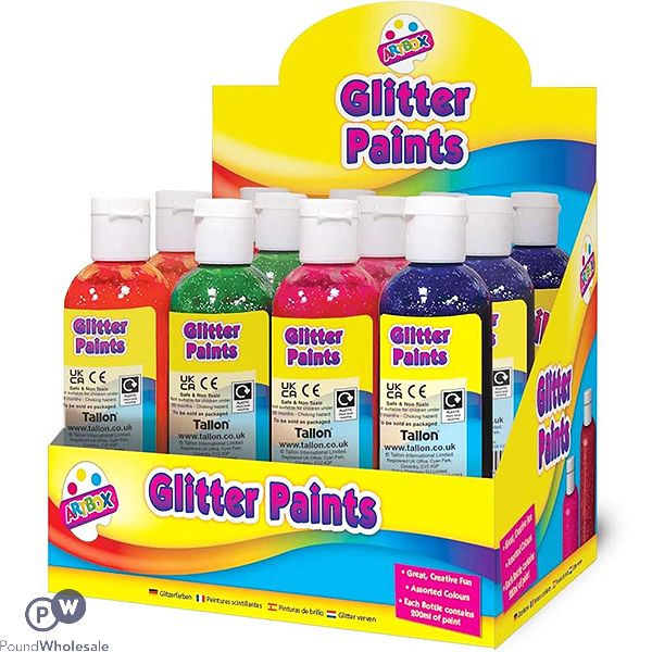 Artbox Assorted Colour Glitter Paint 200ml CDU