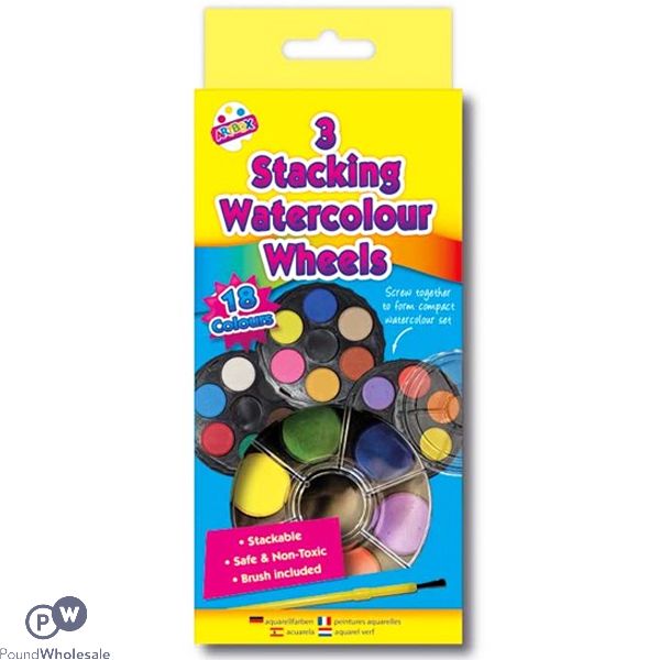 Artbox 18 Colour Watercolour Paints Wheel 3 Pack