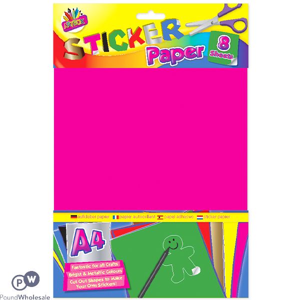 Artbox A4 Assorted Colour Metallic Sticker Paper 8 Sheets