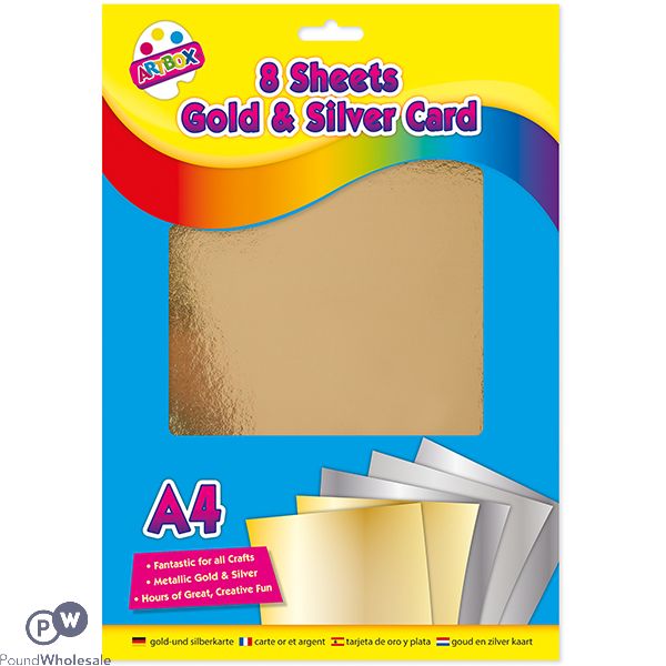 Artbox A4 Gold & Silver Card Sheets 8 Pack