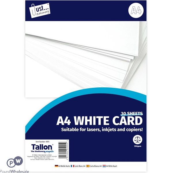 Just Stationery A4 White 150Gsm Printing Card 30 Sheets