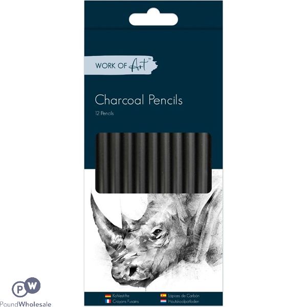 Work of Art Charcoal Black Pencils 12 Pack