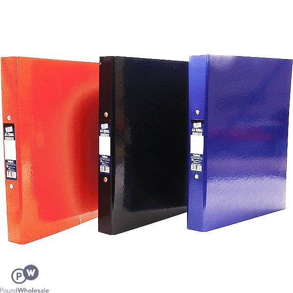 Just Stationery A4 Rigid Card Ring Binder Folder Assorted Colours