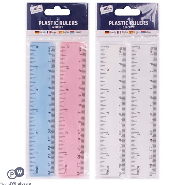 Just Stationery 6" Plastic Rulers 2 Pack