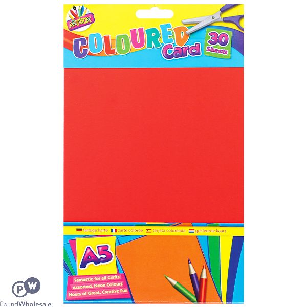 Artbox A5 Assorted Colour Craft Card 30 Sheets