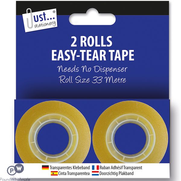 Just Stationery Easy-tear Tape 33m 2 Pack