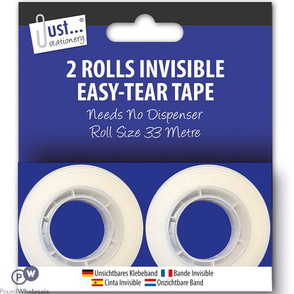 Just Stationery Invisible Easy-tear Tape 33m 2 Pack