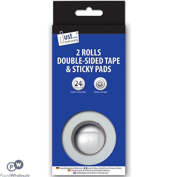 Just Stationery Double-sided Tape & Sticky Pads 2 Pack