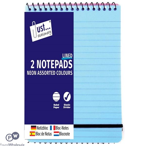 Just Stationery 2 Neon PVC Note Books 40 Sheets