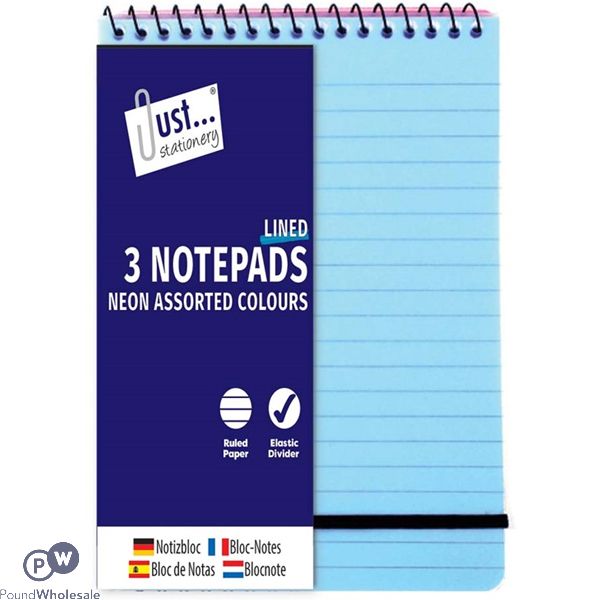 Just Stationery 3 Neon Note Pads 180 Sheets