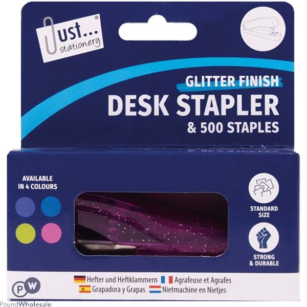 Just Stationery Metallic Stapler & 500 26/6 Staples Set