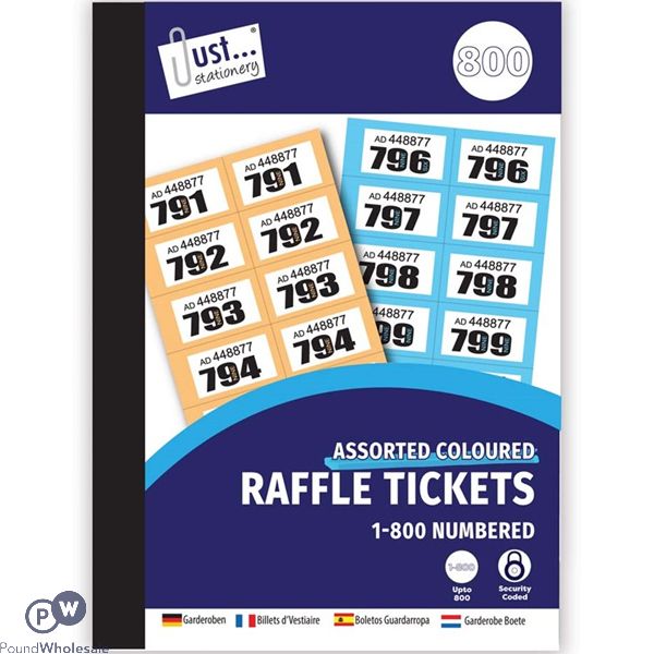 Just Stationery 1-800 Numbered Raffle Ticket Booklet