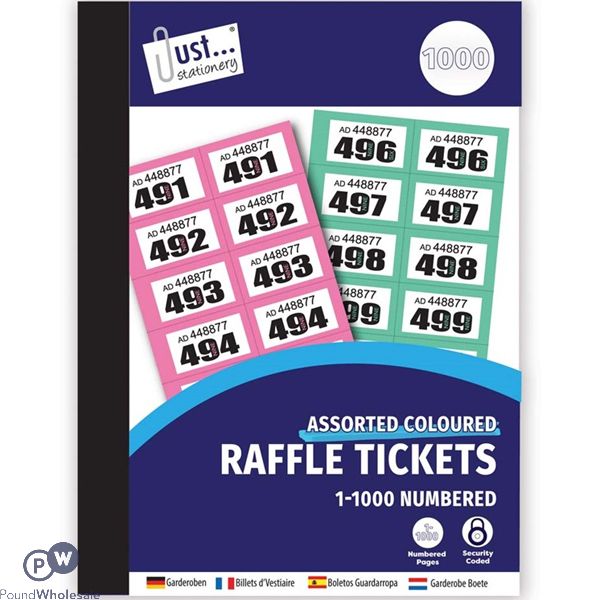 Just Stationery 1-1000 Numbered Cloakroom & Raffle Tickets CDU