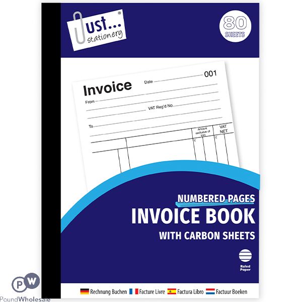 Just Stationery Numbered Page Invoice Book with Carbon Sheets 80 Pack