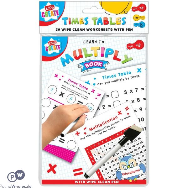 Kids Create Wipe-Clean Maths Book 20 Sheets With Pen