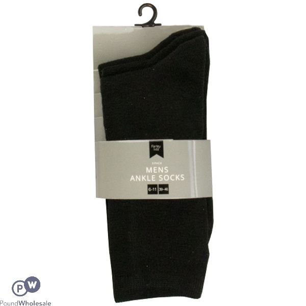 Farley Mill Men's Size 7-11 Black Ankle Socks 3 Pack