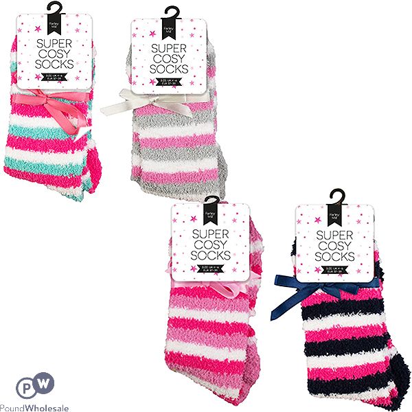 Farley Mill Ladies' Size 4-6 Super Cosy Striped Socks Assorted