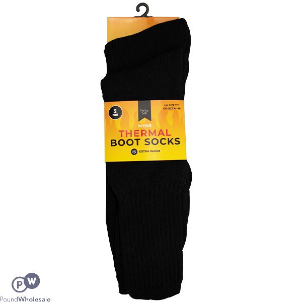 Farley Mill Men's Black Thermal Boot Socks 2 Pack