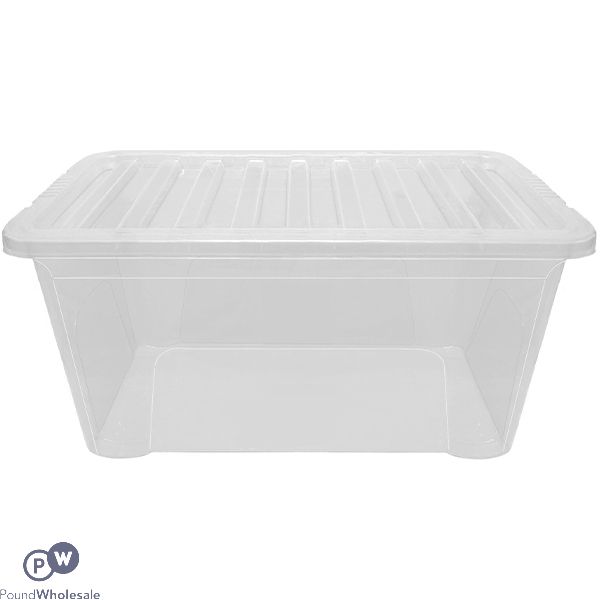 Clear Lidded Plastic Storage Box 110l