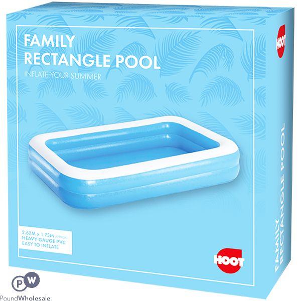 Hoot Family PVC Rectangle Paddling Pool 2.62m X 1.75m