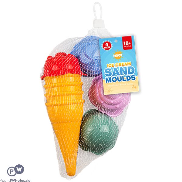 Hoot Assorted Colour Ice Cream Sand Moulds 4pc