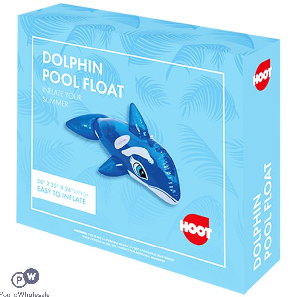 Hoot Inflatable Dolphin Pool Float 56" X 32" X 24"