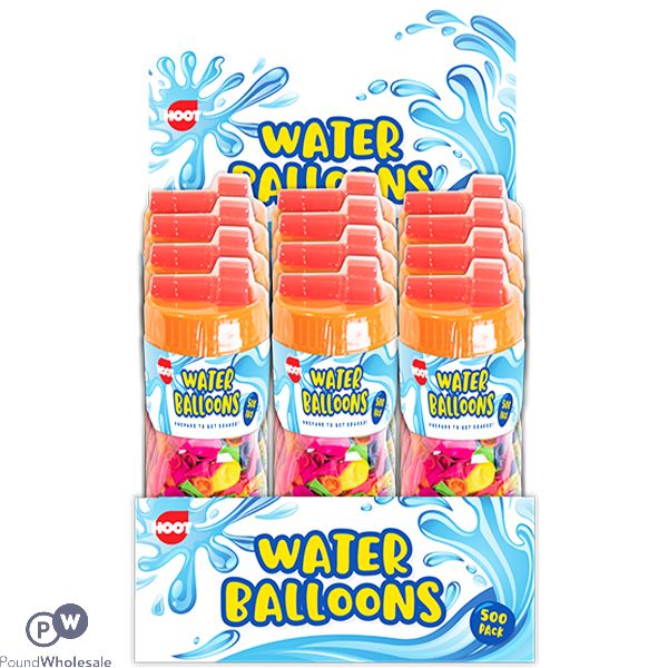 Hoot Assorted Colours Water Balloons 500 Pack Cdu
